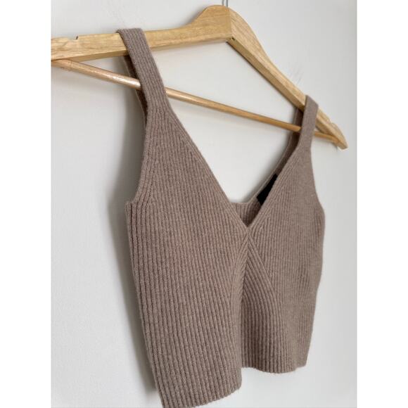 J.Crew Cashmere Blend Ribbed Cropped Sweater Tank, Beige, S - Picture 3 of 8